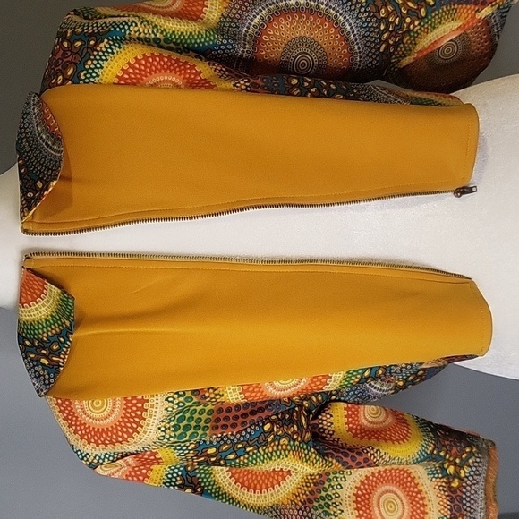 For Her NYC Back Zip 3/4 Sleeve 70's Look Crop Top - Size XL - Picture 4 of 12